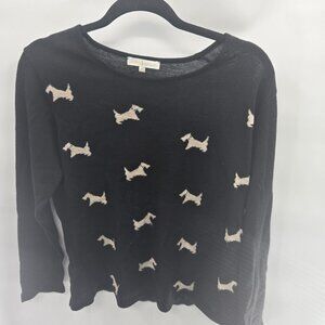 Un Jour Ailleurs Black Scottie Dog Wool Blend French Pullover Sweater Size 3